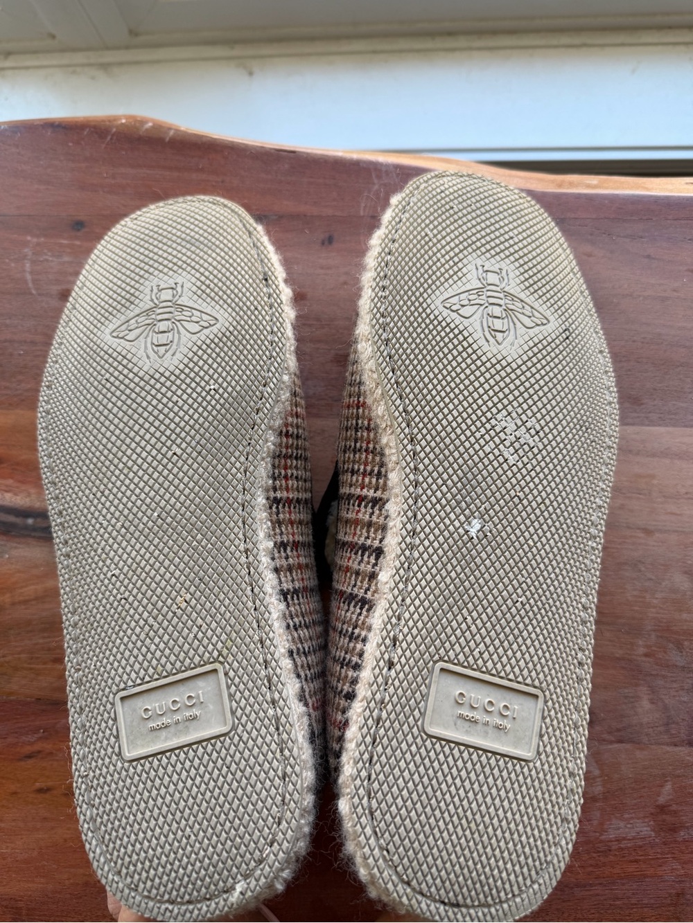 Gucci Beige/Brown Plaid Wool Horsebit Loafers - Picture 5 of 8